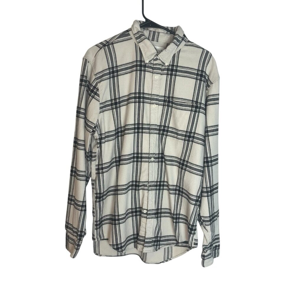 Abercrombie & Fitch Soft A&F Flannel Cream Black Plaid Mens XL